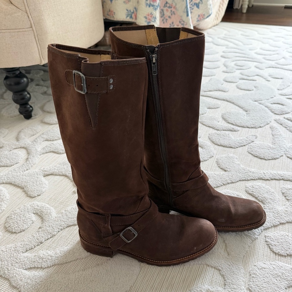 L.L. Bean Dark Brown Leather Zip Riding Boots